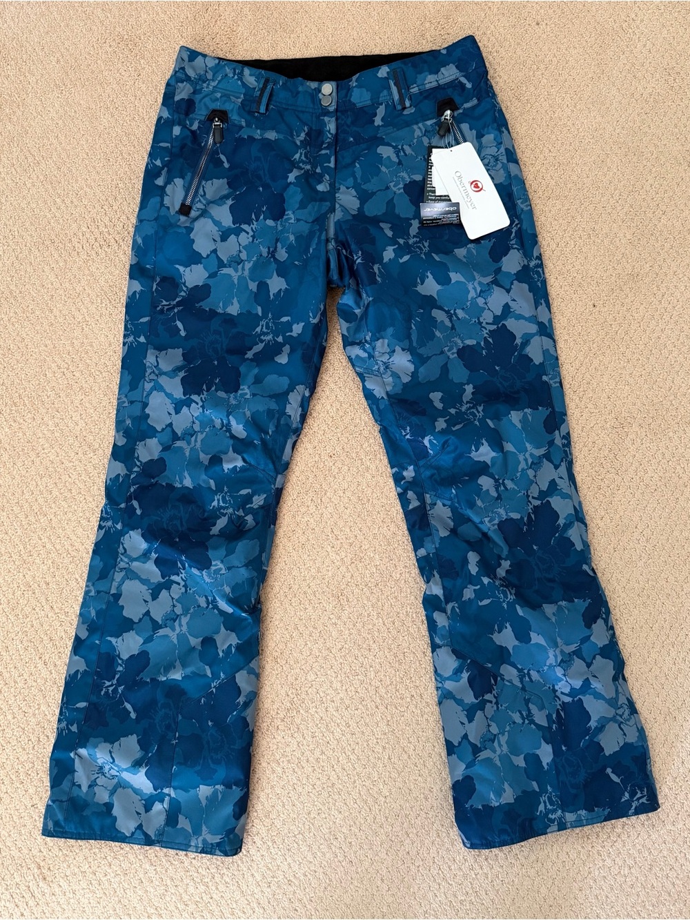Obermeyer Women’s 15,000 Waterproof Blue/Gray Camo Snowboard Ski Pants sz 12 NWT